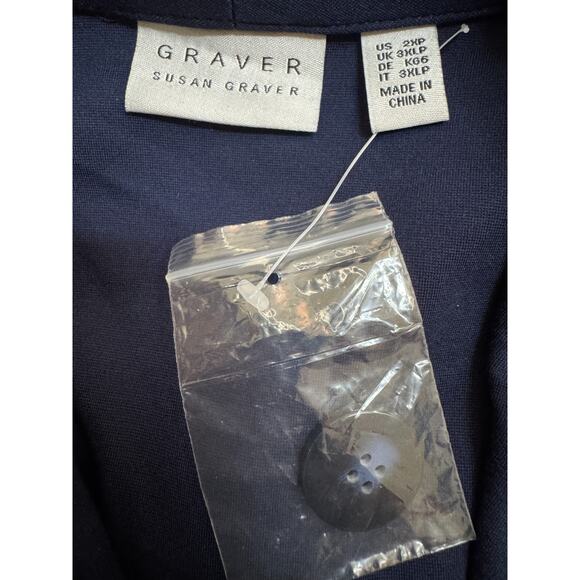 GRAVER Susan Graver Navy Shawl Collar Blazer 2X Petite NWOT Ponte Knit Classic - Picture 5 of 14